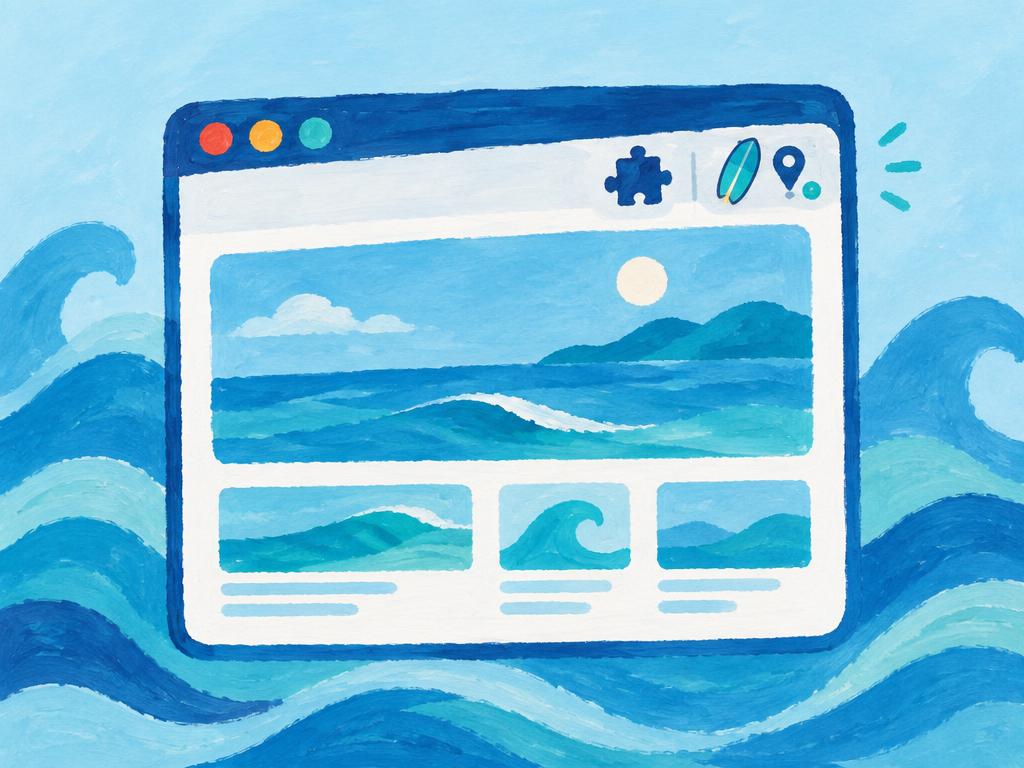 Painted illustration of a browser toolbar with the puzzle-piece extensions icon and Buddy's teal badge pinned beside it